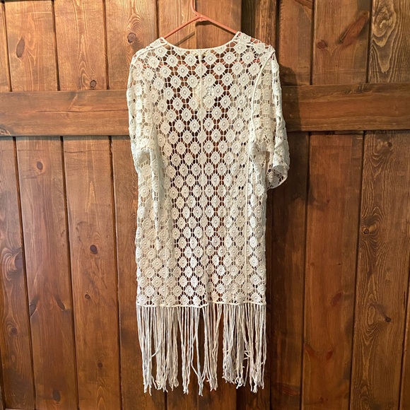 Crochet Short Sleeve Duster Kimono - Picture 2 of 4